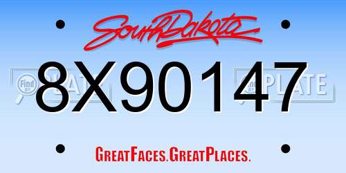 8X90147 South Dakota License Plate