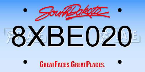 8XBE020 South Dakota License Plate