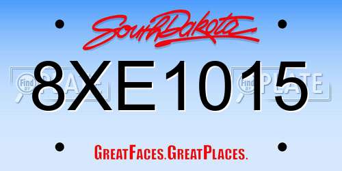 8XE1015 South Dakota License Plate