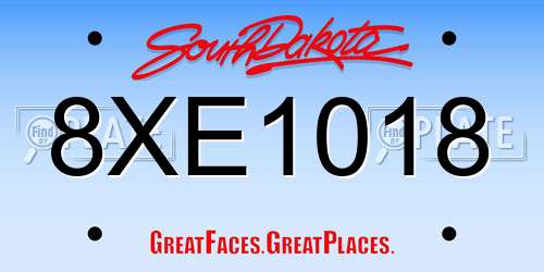 8XE1018 South Dakota License Plate