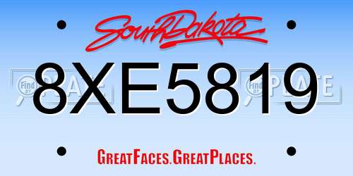 8XE5819 South Dakota License Plate