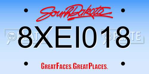 8XEI018 South Dakota License Plate