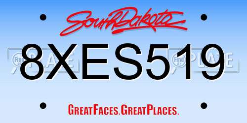 8XES519 South Dakota License Plate