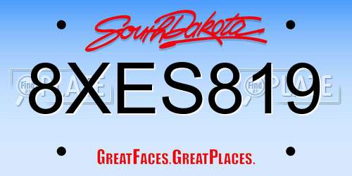 8XES819 South Dakota License Plate
