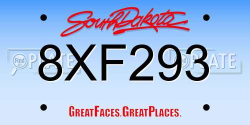 8XF293 South Dakota License Plate