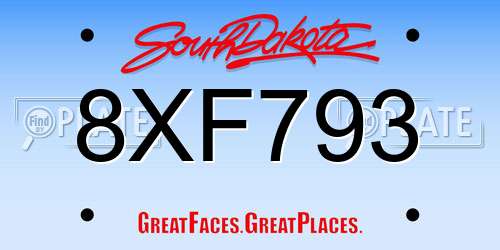 8XF793 South Dakota License Plate