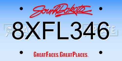 8XFL346 South Dakota License Plate
