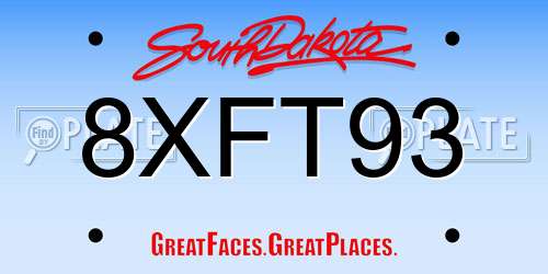 8XFT93 South Dakota License Plate