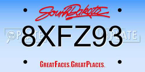 8XFZ93 South Dakota License Plate