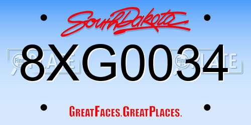 8XG0034 South Dakota License Plate