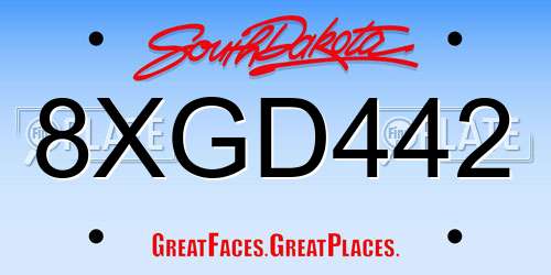 8XGD442 South Dakota License Plate