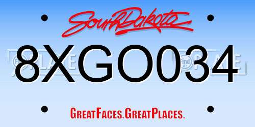 8XGO034 South Dakota License Plate