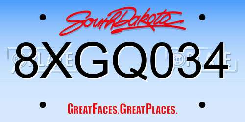 8XGQ034 South Dakota License Plate
