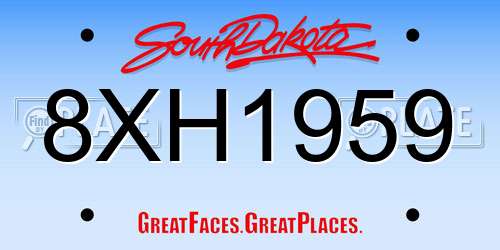 8XH1959 South Dakota License Plate