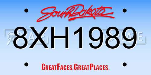 8XH1989 South Dakota License Plate