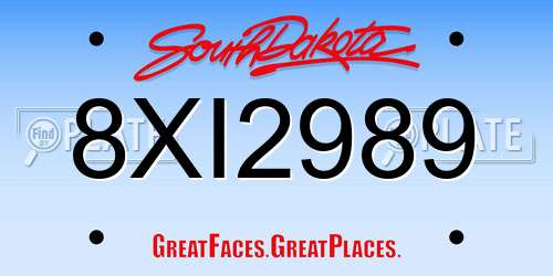8XI2989 South Dakota License Plate