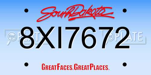 8XI7672 South Dakota License Plate
