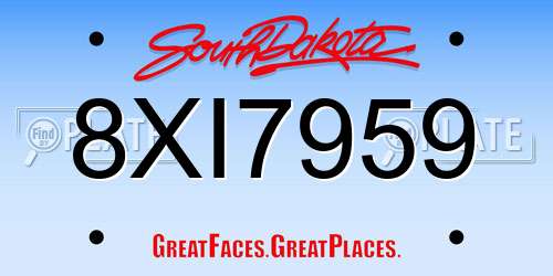 8XI7959 South Dakota License Plate