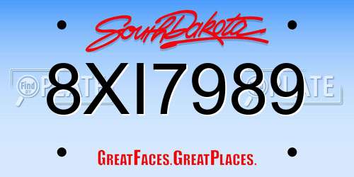 8XI7989 South Dakota License Plate