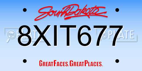 8XIT677 South Dakota License Plate