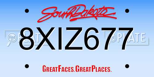 8XIZ677 South Dakota License Plate