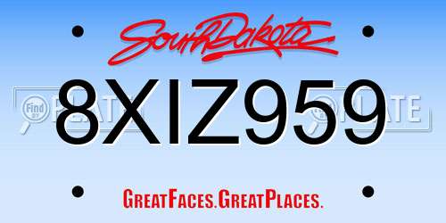 8XIZ959 South Dakota License Plate