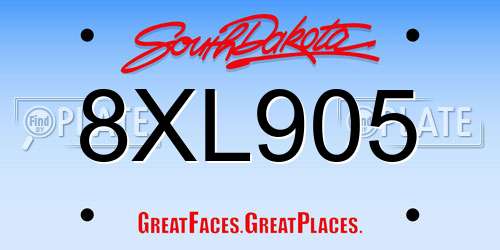 8XL905 South Dakota License Plate