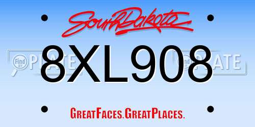 8XL908 South Dakota License Plate