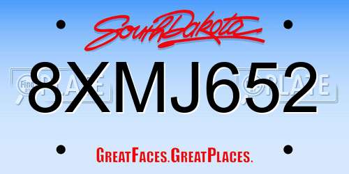 8XMJ652 South Dakota License Plate