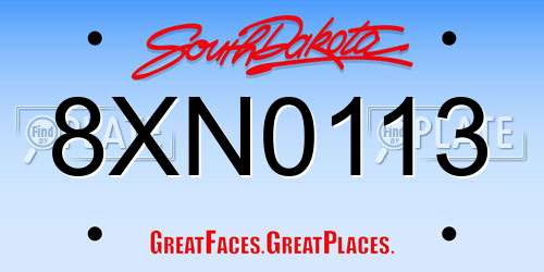 8XN0113 South Dakota License Plate