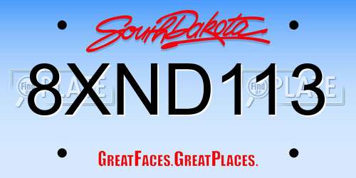 8XND113 South Dakota License Plate