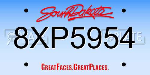 8XP5954 South Dakota License Plate