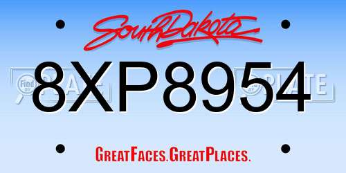 8XP8954 South Dakota License Plate