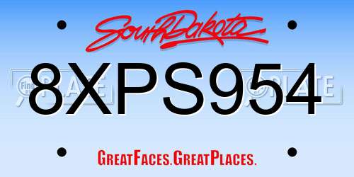 8XPS954 South Dakota License Plate