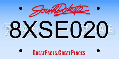 8XSE020 South Dakota License Plate