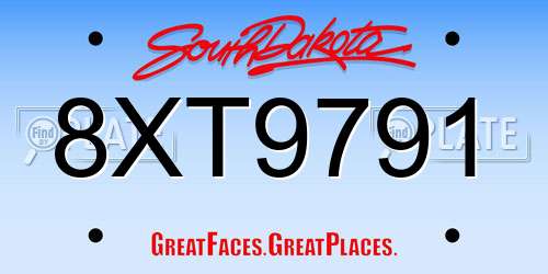 8XT9791 South Dakota License Plate