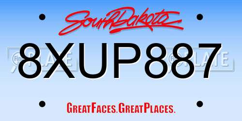 8XUP887 South Dakota License Plate