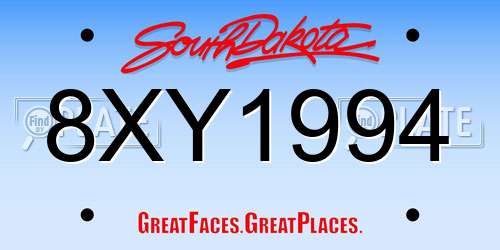 8XY1994 South Dakota License Plate