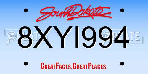 8XYI994 South Dakota License Plate