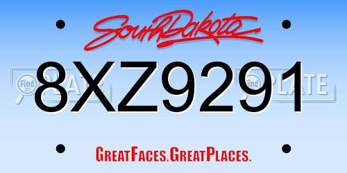 8XZ9291 South Dakota License Plate
