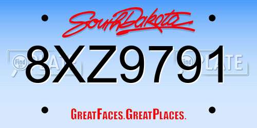 8XZ9791 South Dakota License Plate