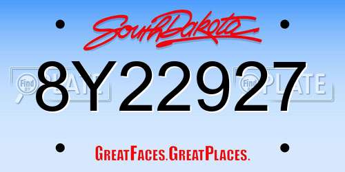 8Y22927 South Dakota License Plate