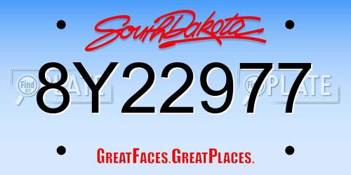8Y22977 South Dakota License Plate