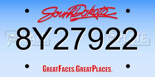 8Y27922 South Dakota License Plate