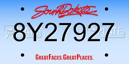 8Y27927 South Dakota License Plate