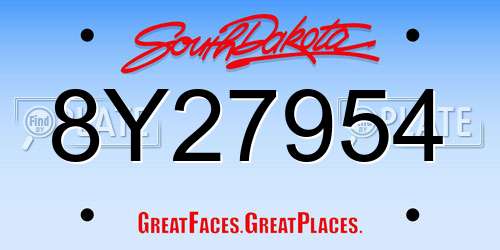 8Y27954 South Dakota License Plate
