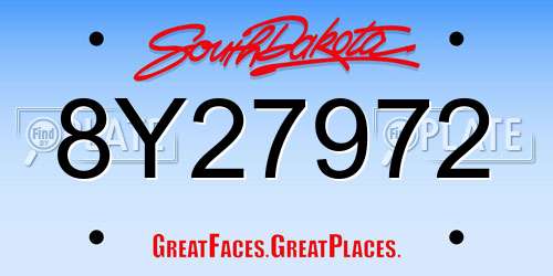 8Y27972 South Dakota License Plate