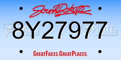 8Y27977 South Dakota License Plate