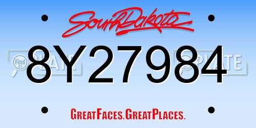 8Y27984 South Dakota License Plate