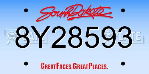 8Y28593 South Dakota License Plate